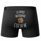 Boxer Homme Les Apéros Qui Dérapent c’est la vie – Impression au dos – Noir