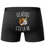 Boxer Homme Les Bêtises c’est la vie – Impression au dos – Noir
