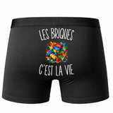 Boxer Homme Les Briques c’est la vie – Impression au dos – Noir