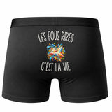 Boxer Homme Les Fous Rires c’est la vie – Impression au dos – Noir