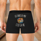 Boxer Homme Les Fruits de Mer c’est la vie – Impression au dos – Noir