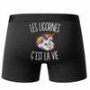 Boxer Homme Les Licornes c’est la vie – Impression au dos – Noir