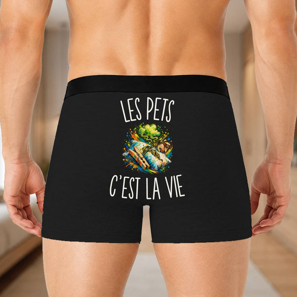 Boxer Homme Les Pets c’est la vie – Impression au dos – Noir