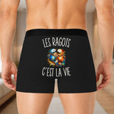 Boxer Homme Les Ragots c’est la vie – Impression au dos – Noir