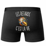 Boxer Homme Les Retards c’est la vie – Impression au dos – Noir
