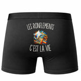 Boxer Homme Les Ronflements c’est la vie – Impression au dos – Noir