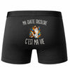 Boxer Homme Ma Chatte Tricolore c’est ma vie – Impression au dos – Noir