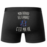 Boxer Homme Mon Bouvier des Flandres c’est ma vie – Impression au dos – Noir