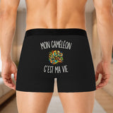 Boxer Homme Mon Caméléon c’est ma vie – Impression au dos – Noir