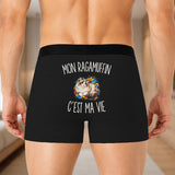 Boxer Homme Mon Ragamuffin c’est ma vie – Impression au dos – Noir