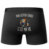 Boxer Homme Mon Scottish Terrier c’est ma vie – Impression au dos – Noir