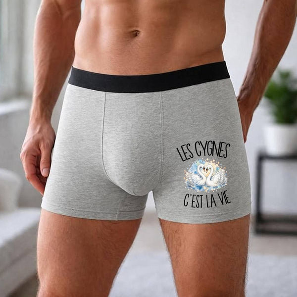 Boxer Homme Les cygnes c'est la vie – Impression devant