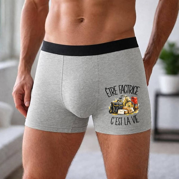 Boxer Homme Être factrice c'est la vie – Impression devant