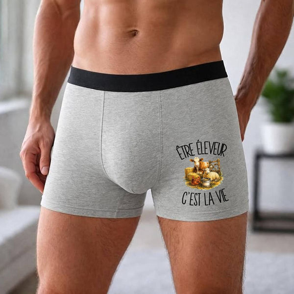 Boxer Homme Être éleveur c'est la vie – Impression devant