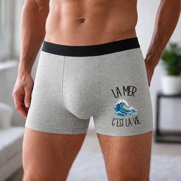 Boxer Homme La mer c'est la vie – Impression devant