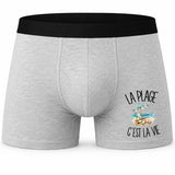 Boxer Homme La plage c'est la vie – Impression devant