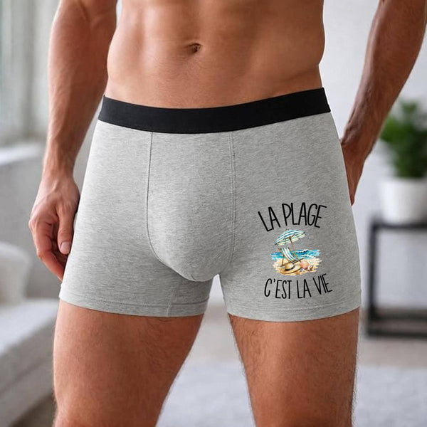 Boxer Homme La plage c'est la vie – Impression devant