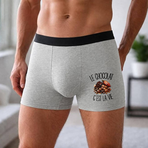 Boxer Homme Le chocolat c'est la vie – Impression devant