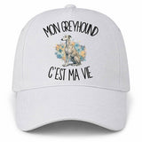 Casquette Blanche Mon Greyhound c'est ma vie