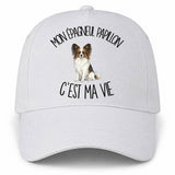 Casquette Blanche Mon Épagneul Papillon c'est ma vie