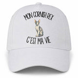 Casquette Blanche Mon Cornish Rex c'est ma vie