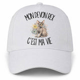 Casquette Blanche Mon Devon Rex c'est ma vie