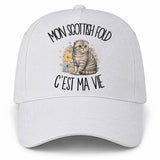 Casquette Blanche Mon Scottish Fold c'est ma vie
