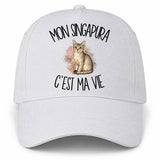 Casquette Blanche Mon Singapura c'est ma vie