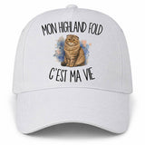 Casquette Blanche Mon Highland Fold c'est ma vie