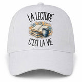 Casquette Blanche La lecture c'est la vie