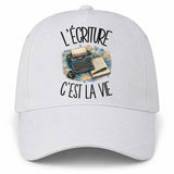 Casquette Blanche L'écriture c'est la vie
