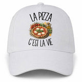 Casquette Blanche La pizza c'est la vie