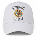 Casquette Blanche Les éléphants c'est la vie