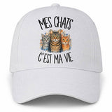 Casquette Blanche Mes chats c'est ma vie