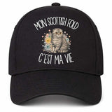 Casquette Noire Mon Scottish Fold c'est ma vie
