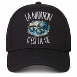 Casquette Noire La natation c'est la vie