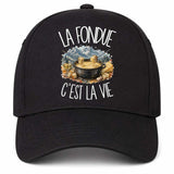 Casquette Noire La fondue c'est la vie
