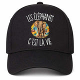 Casquette Noire Les éléphants c'est la vie