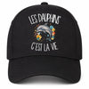 Casquette Noire Les dauphins c'est la vie