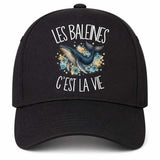 Casquette Noire Les baleines c'est la vie