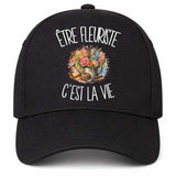 Casquette Noire Être fleuriste c'est la vie