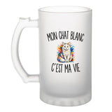 Verre à Bière Mon Chat Blanc c’est ma vie