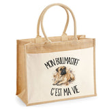 Sac Cabas Jute avec Poche Mon Bullmastiff c'est ma vie