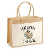 Sac Cabas Jute avec Poche Mon Kangal c'est ma vie