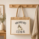 Sac Cabas Jute avec Poche Mon Lhassa Apso c'est ma vie