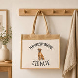 Sac Cabas Jute avec Poche Mon Rhodesian Ridgeback c'est ma vie