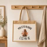 Sac Cabas Jute avec Poche Mon Setter Irlandais c'est ma vie