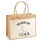 Sac Cabas Jute avec Poche Mon Angora Turc c'est ma vie