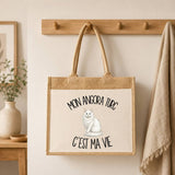 Sac Cabas Jute avec Poche Mon Angora Turc c'est ma vie