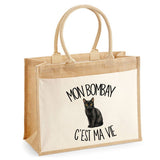 Sac Cabas Jute avec Poche Mon Bombay c'est ma vie